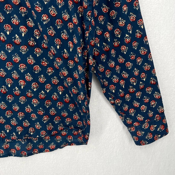 PAX PHILOMENA Shirt Men Button up Large Blue Block Print Maximillian Long Sleeve - Picture 7 of 12